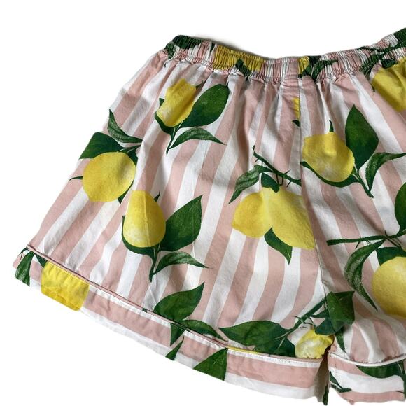 8 Oak Lane XS/S Pink White Stripe Lemon Print Sleep Shorts 100% Cotton - Picture 12 of 16